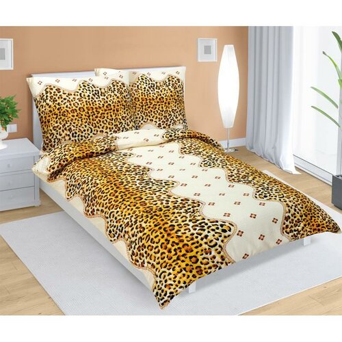 Krepov prt za posteljo z vzorcem leoparda, 140 x200 cm, 70 x 90 cm