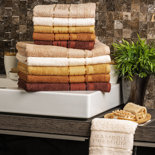 4Home Komplet Bamboo Premium ręczników brązowy, 70 x 140 cm, 50 x 100 cm