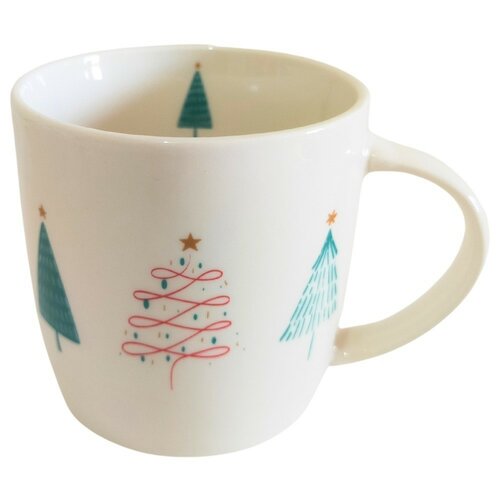 Home Elements Porzellanbecher mit Weihnachtsmotiv Wald 300 ml in Geschenkbox
