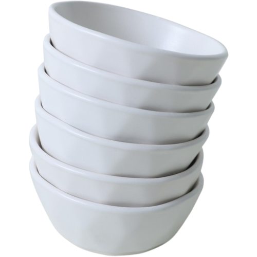 Sada 6 kameninových misek Facetta 12 cm, bílá