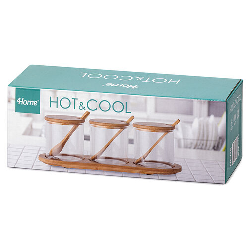 4Home Set steklenih posod z pladnom in žličkamiBamboo, 310 ml
