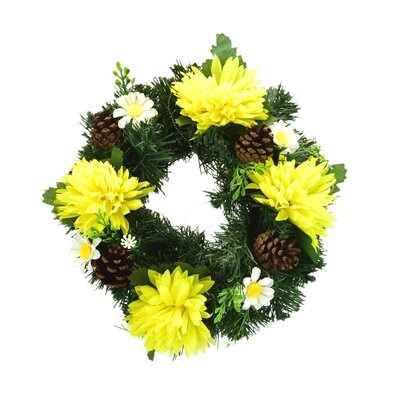 Coroniță decorată de Ziua morților, 20 cm, galben