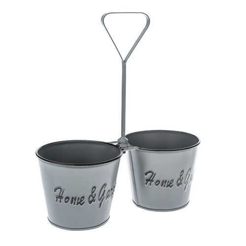 Metallbehälter für 2 Blumentöpfe Home and Garden, beige, 24 x 27 x 11,5 cm