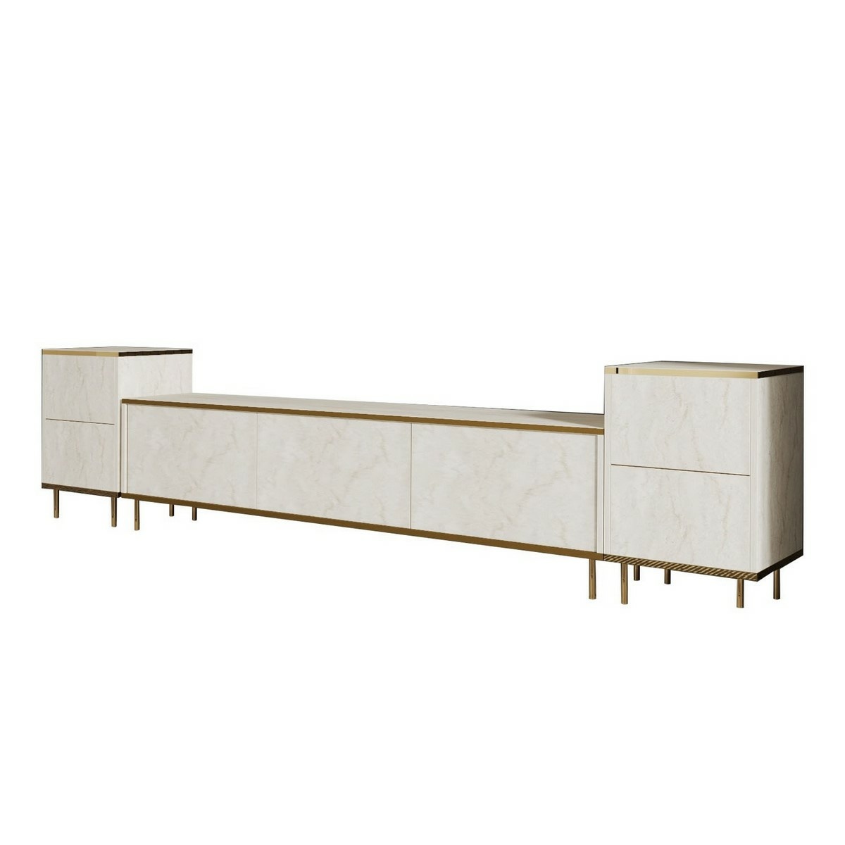 TV stolík so skrinami Imej Travertine a Gold