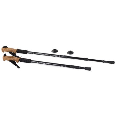 Baston de nordic walking cu mâner din plută, negru