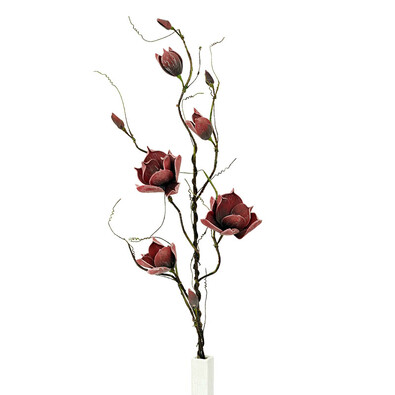 Umělá květina magnolie vínová, 125 cm