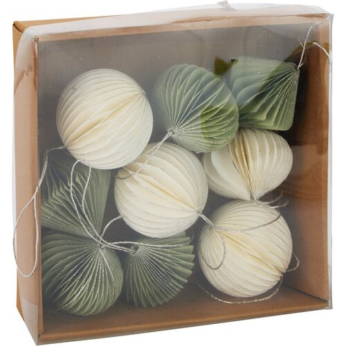 Súprava 9 ks vianočných ozdôb Ornaments, bielo-zelená, 6 cm, honeycomb