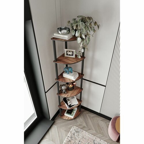 Regal Corner Walnut, 6 Regalböden