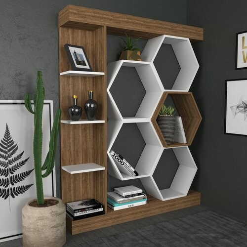 Knihovna Sueno White and Walnut