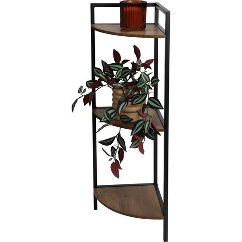Eckregal aus Metall mit 3 MDF-Regalböden, 23,5 x 23,5 x 76 cm