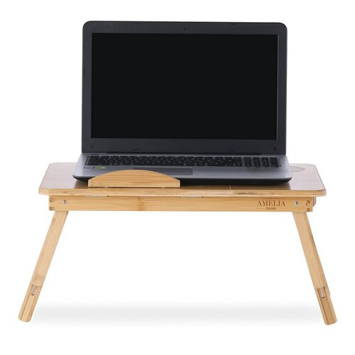 Bambusový stolek na notebook se zásuvkou Ryker, 25 x 30 x 50 cm