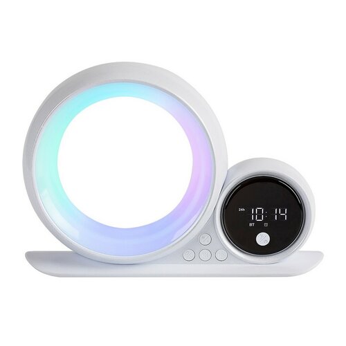 Rabalux 76109 dekoracyjna lampa stołowa Wakeway, z głośnikiem, RGB, zegarem i budzikiem
