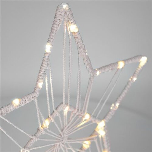 Solight LED vánoční hvězda Lapač snů, bílá, 49 cm, 45x LED, 2x AAA