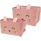 Hatu Kinder-Stoffaufbewahrungskorb, rosa, 2 Stück
