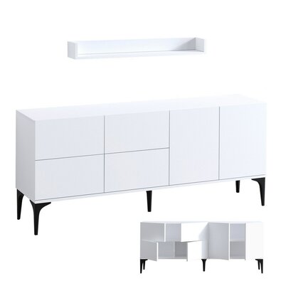 Schrank mit Wandregal Lucky White and Black
