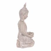 Buddha szobor térdelve dekoráció, szürke, polirezin , 25 x 24 x 57 cm