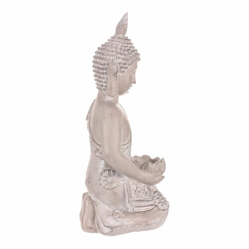 Dekoráció Buddha szobor térdelve, szürke,polirezin , 25 x 24 x 57 cm