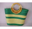 Torba na zakupy z uchwytami rattanowymi, zielona