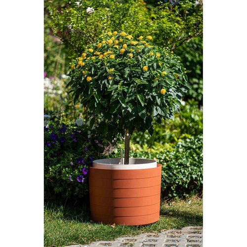 Plastia Selbstbewässernder großvolumiger Blumentopf Berberis 55, Terrakotta + Elfenbein