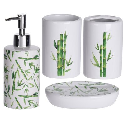 Badezimmerset Dolomit-Bambus, 4 St.grün  ,