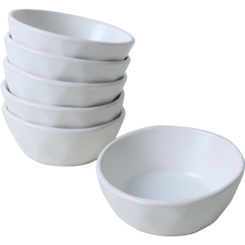Set mit 6 Steingutschalen Facetta 12 cm, weiß