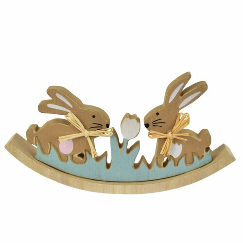 Wielkanocna dekoracja Huśtawka z króliczkami, 23 x11 x 3 cm