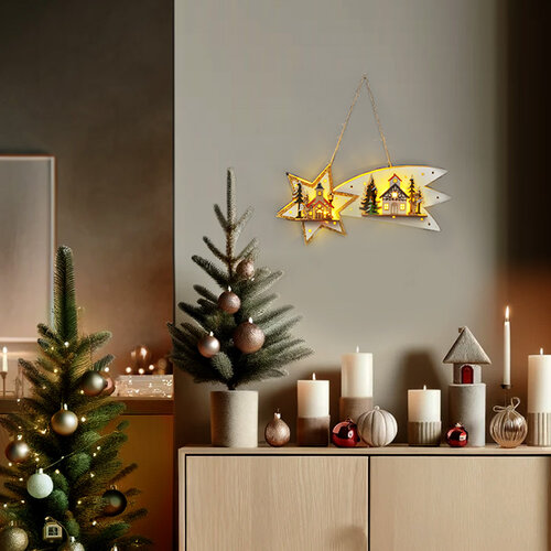 Świąteczna kometa LED marki Solight, 10 diod LED, 30 cm, 2 baterie AA