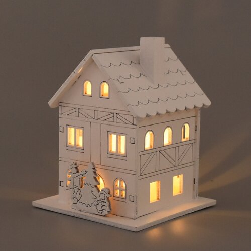 Decorațiuni luminoase de Crăciun Casă din lemn, 8x 10 x 8 cm, LED