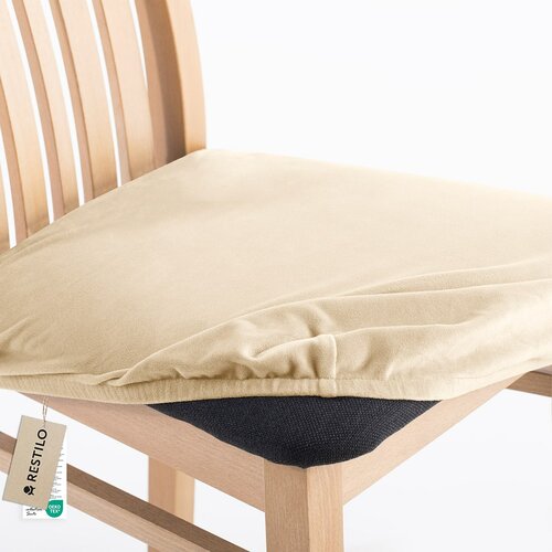 Restilo Napínací poťah na sedák na stoličku Sento svetlobéžová, 40 x 40 + 5 cm