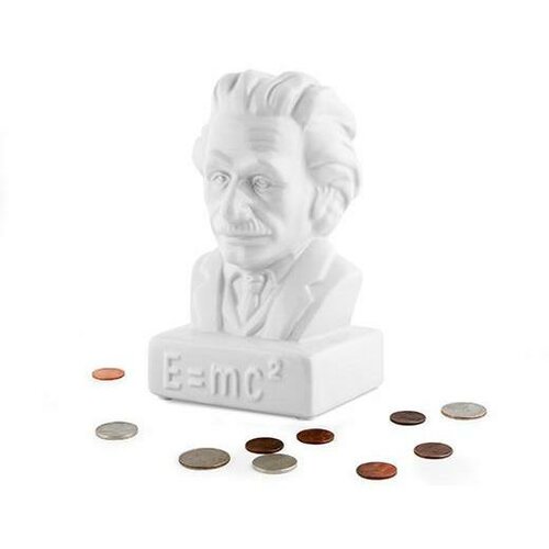 Keramická pokladnička Kasička Einstein, Bílá 10x18 cm
