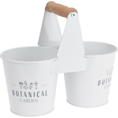 Recipient metalic de ghivece Botanical garden, alb, 23,5 x 19,8 x 11,5 cm