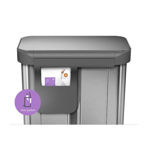 Simplehuman Pedálový odpadkový kôš na triedený odpad, 58 l, kefovaná oceľ, FPP