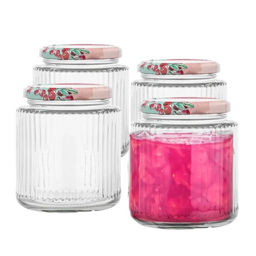 Altom Steklenice za vlaganje s pokrovom in nalepko350 ml, 4 kos