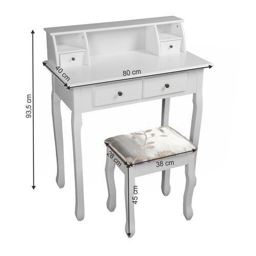 Măsuță decorativă cu scaun RODES NEW, albă