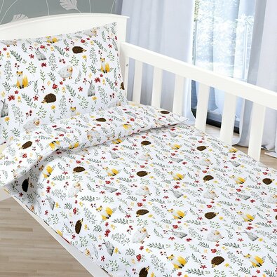 Bellatex Lenjerie de pat din bumbac pentru copii Agáta Animăluțe pe pajiște, 90 x 135 cm, 45 x 60 cm