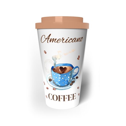 Банкетний дорожній кухоль двостінний COFFEE 0,5 л,кава американо