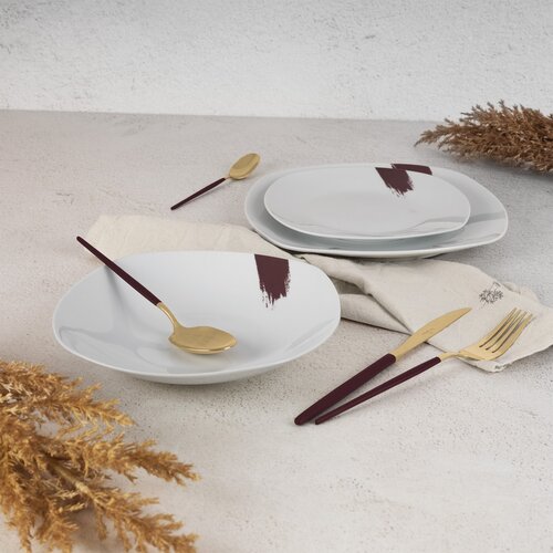 BerlingerHaus 18-dielna súprava tanierov Leonardo, biela-bordó