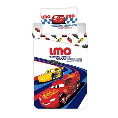 Dětské bavlněné povlečení do postýlky Cars racing hero baby, 100 x 135 cm, 40 x 60 cm