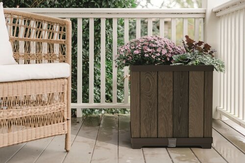 Квітковий горщик Keter Deco Square 45,5 × 45,5 ×45,5 см, коричневий