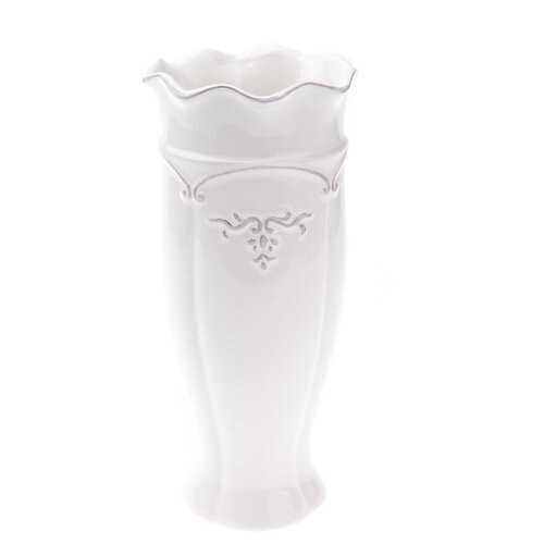 Vază ceramică Vallada, alb, 11,5 x 25 x 11,5 cm