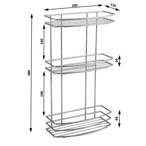 AQUALINE 37045 Chrom line Drahtregal, dreifach, silberfarben