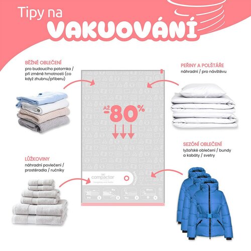 Compactor Set vákuových úložných vriec Aspispace M 6 ks, 70 l, 55 x 90 cm