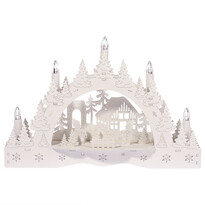 Świecznik świąteczny LED Zimowa kraina, domek i bałwan