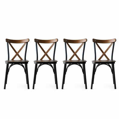 Esszimmerstuhl-Set Ahsap Ekol Walnut, 4 Stück