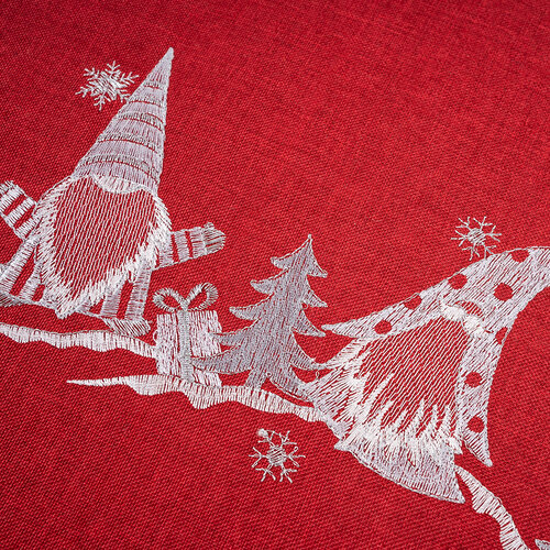 Vianočný obrus Škriatkovia červená, pr. 35 cm