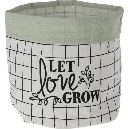 Osłonka tekstylna na doniczkę Let Love Grow, 20 x 18 cm, jasnozielony