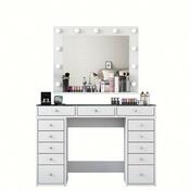 Schminktisch Livia White mit Glasplatte