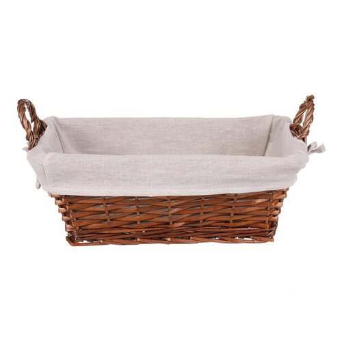 Pletena košara z blago rjava, 35 x 25 x 13 cm