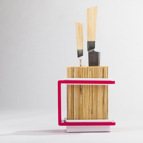 Bambusový stojan na nože Fakir 17 x 20 cm, ružový