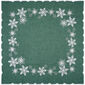 Świąteczny obrus Płatki śniegu zielony, 85 x 85 cm